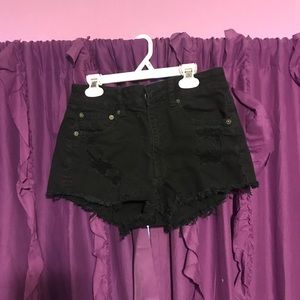 black jean shorts